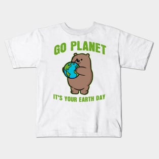 Go Planet It's Your Earth Day Grizzly Bear Kids T-Shirt
